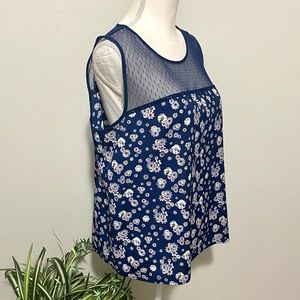Jason Wu for Target XL Sleeveless Floral Navy Blue Top — NWOT